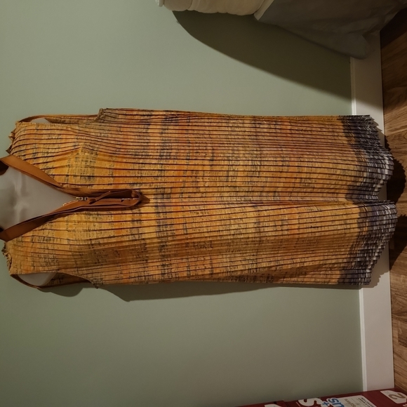 𝅺elie Tahari Pleated Dress Orange / Purple Size 8 - Picture 1 of 5